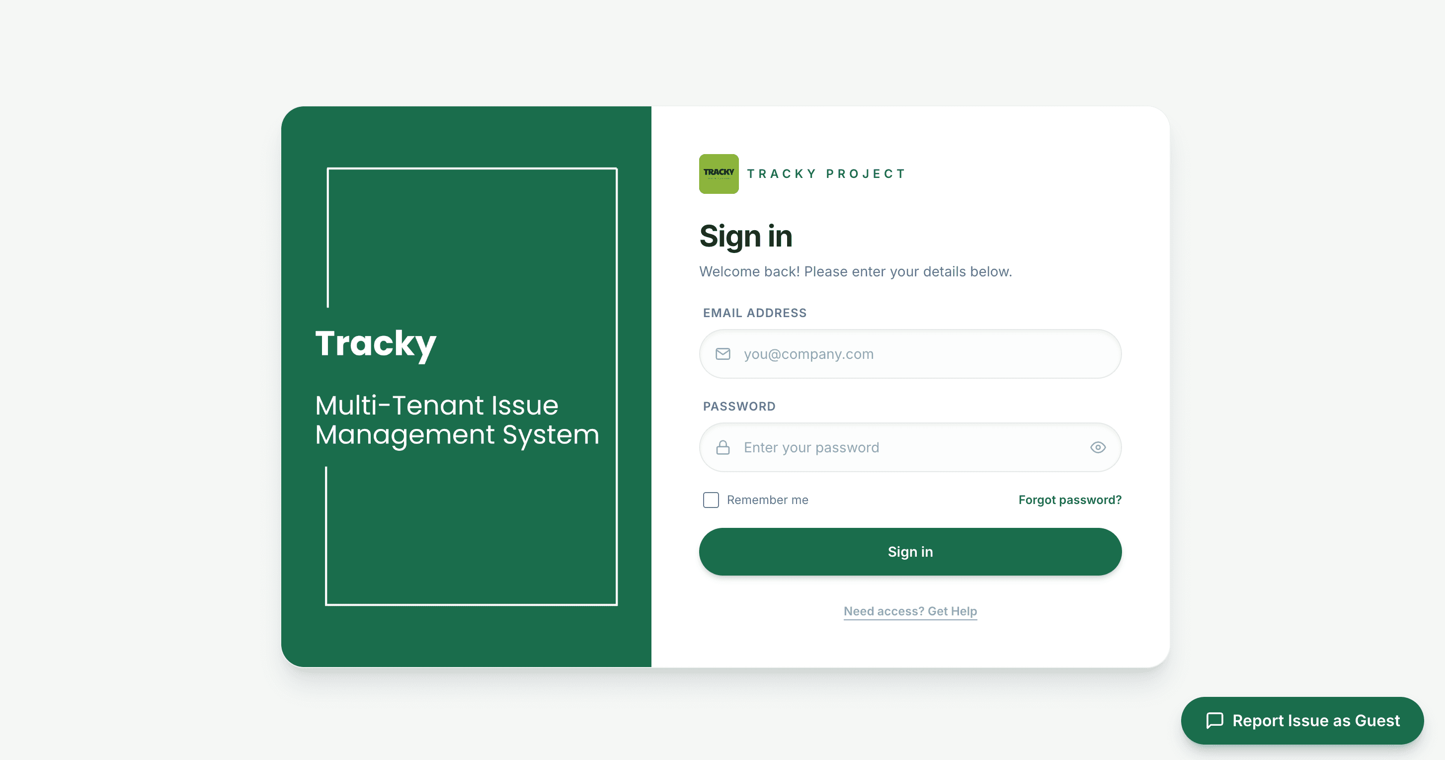 Tracky — Multi-Tenant Issue Management System — Overview